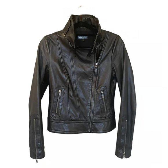 Mackage for Aritzia Kenya Lambskin Leather Moto Jacket Black Size Small - Picture 5 of 15